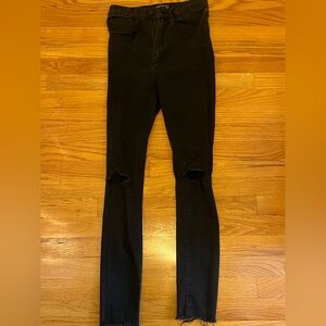 Abercrombie & Fitch Black Ripped Skinny Jeans